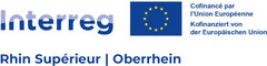 Logo mit Flagge EU, blau mit Sternen im Kreis, Schrift Interreg Oberrhein und kofinanziert der EU jeweils auf deutsch und französisch