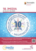 iMedia Plakat mit Kompass-Zeichnung und mittig 10 Jahre - Leben im digitalen Wandel - Medienkompass