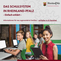 Ausschnitt Titelbild der Broschüre Das Schulsystem in Rheinland-Pfalz einfach erklärt, 5 Kinder mit Tablets und PC
